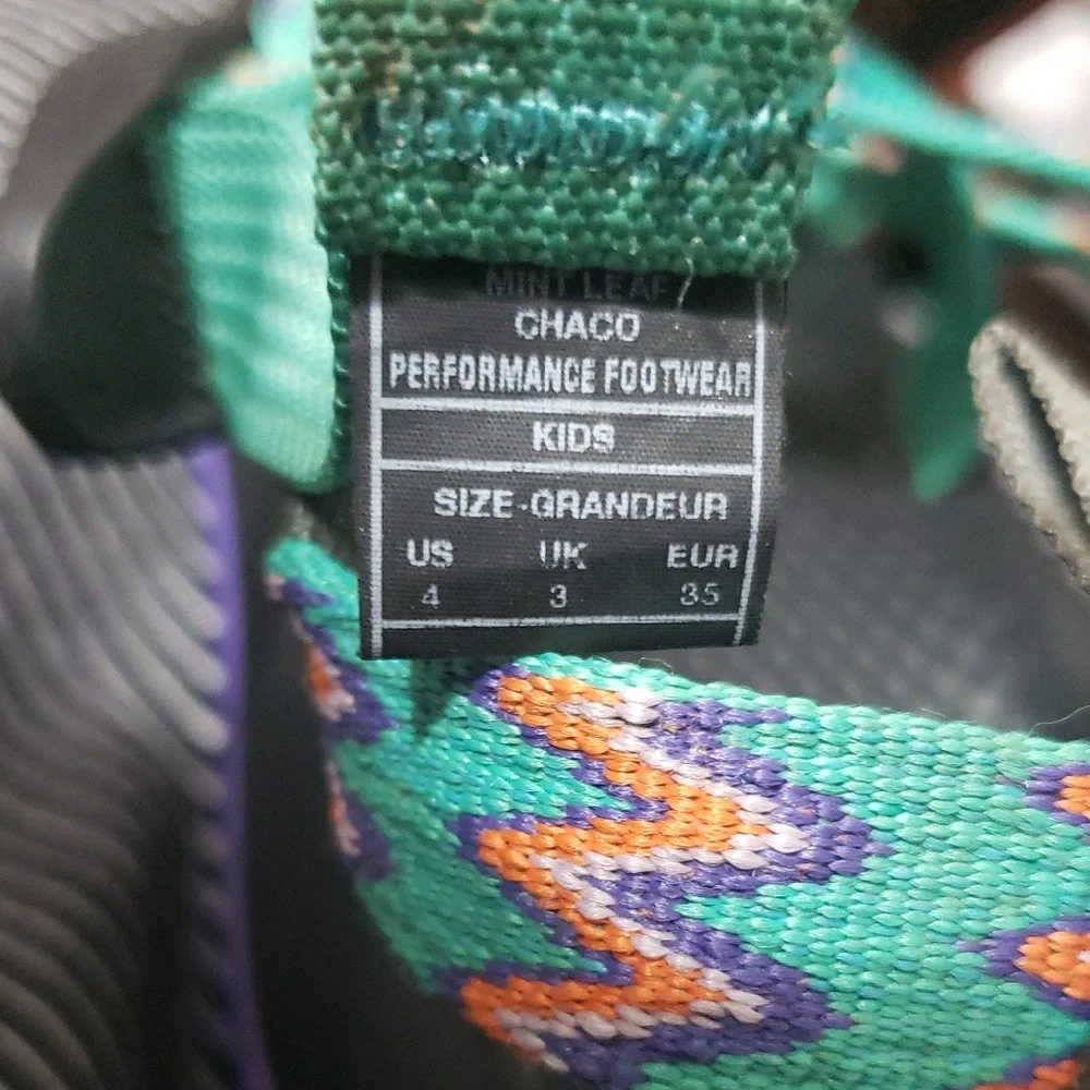 CHACO KIDS ZX/1 Ecotread‎ Mint Leaf Colorful Strappy Sandals